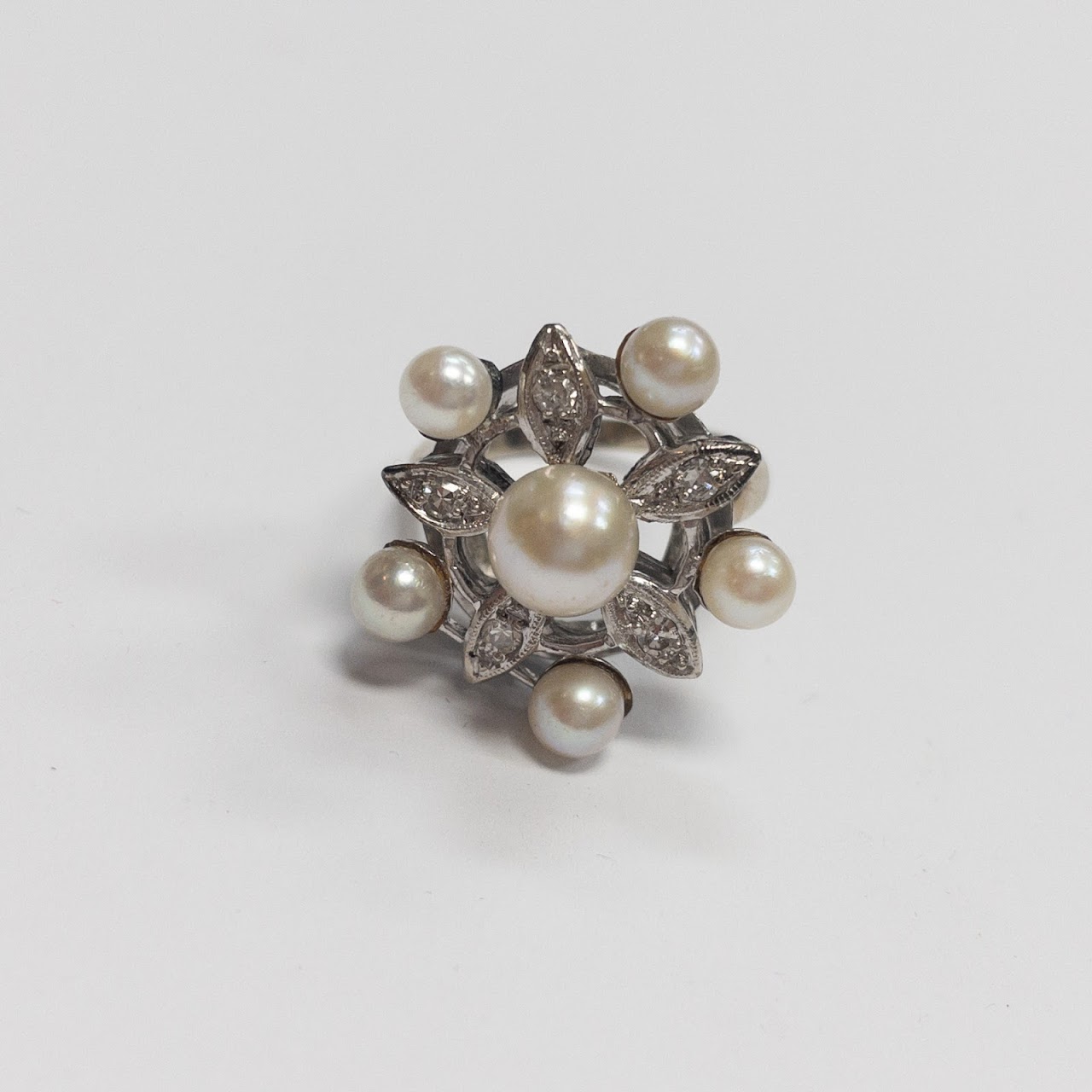 14K Gold, Pearl & Diamond Ring