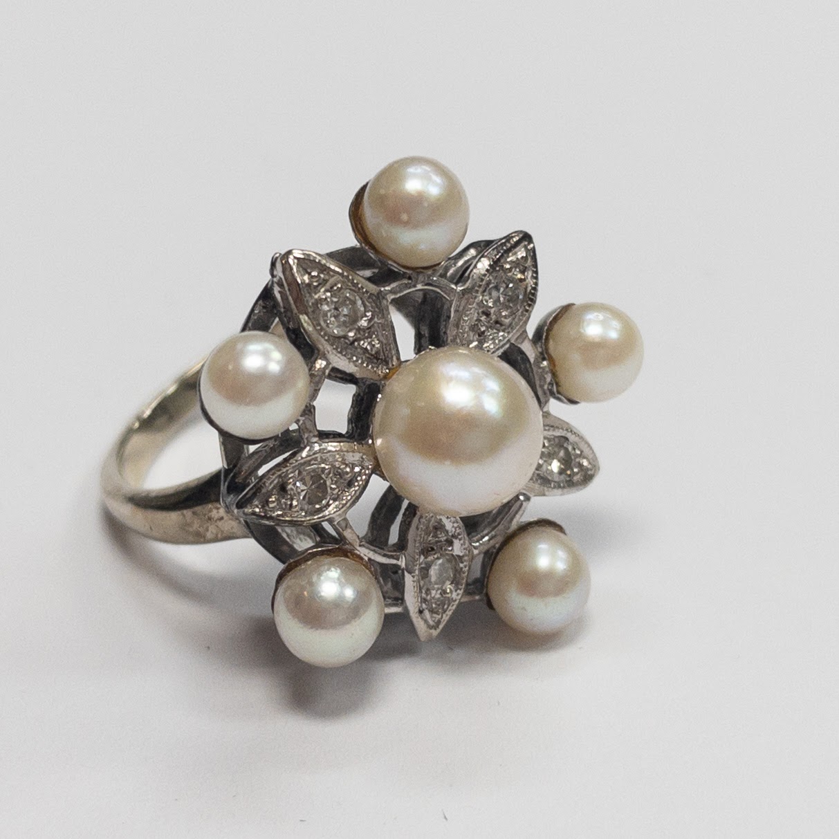 14K Gold, Pearl & Diamond Ring