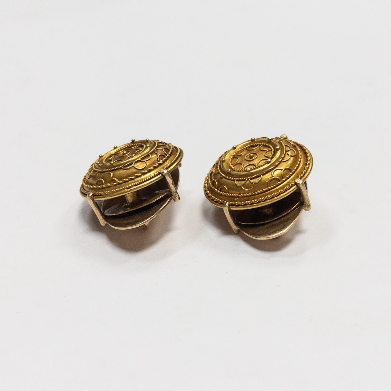 14K & 18K Victorian Converted Button Cover Pin Pair