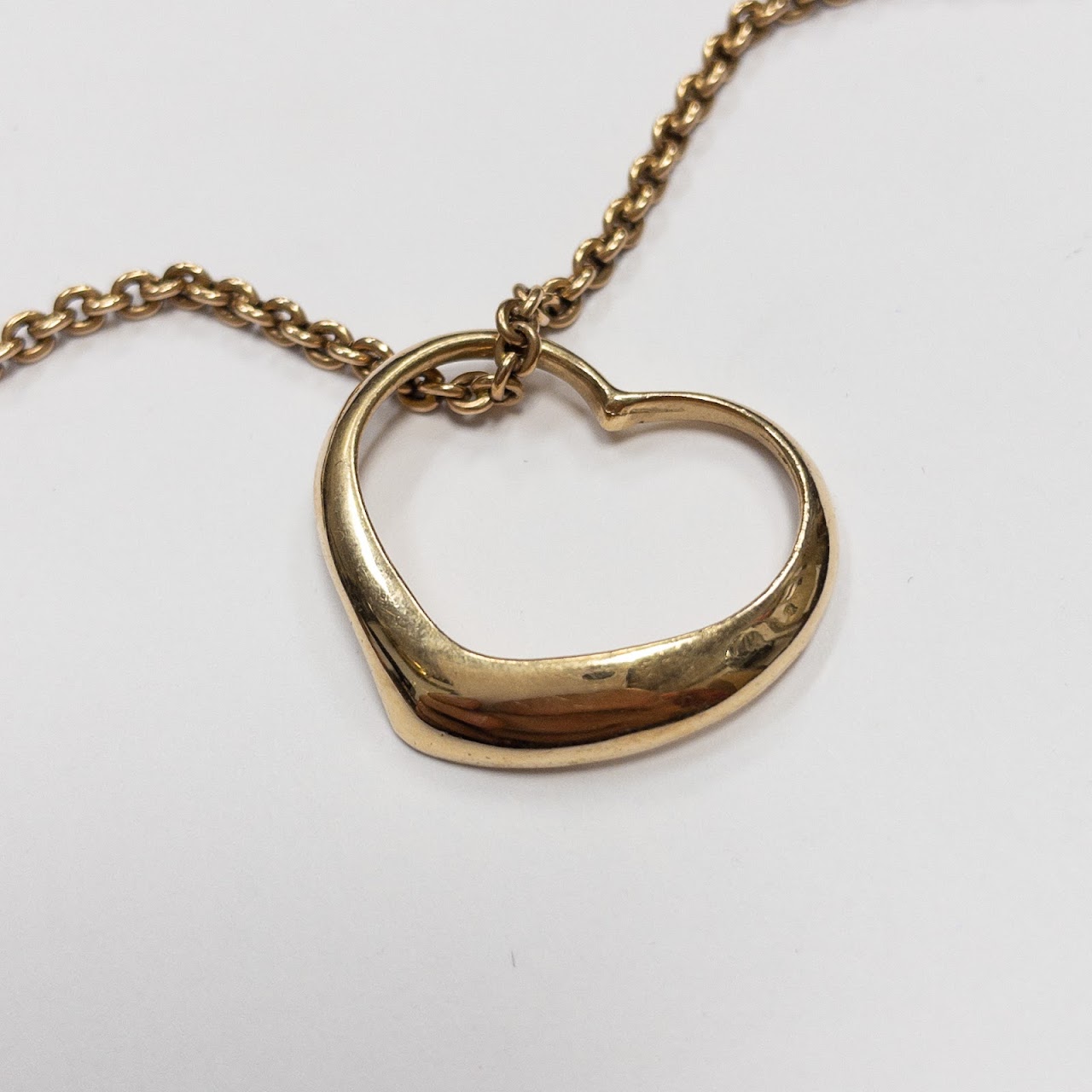 14K Gold Watch Chain & Heart Pendant Necklace