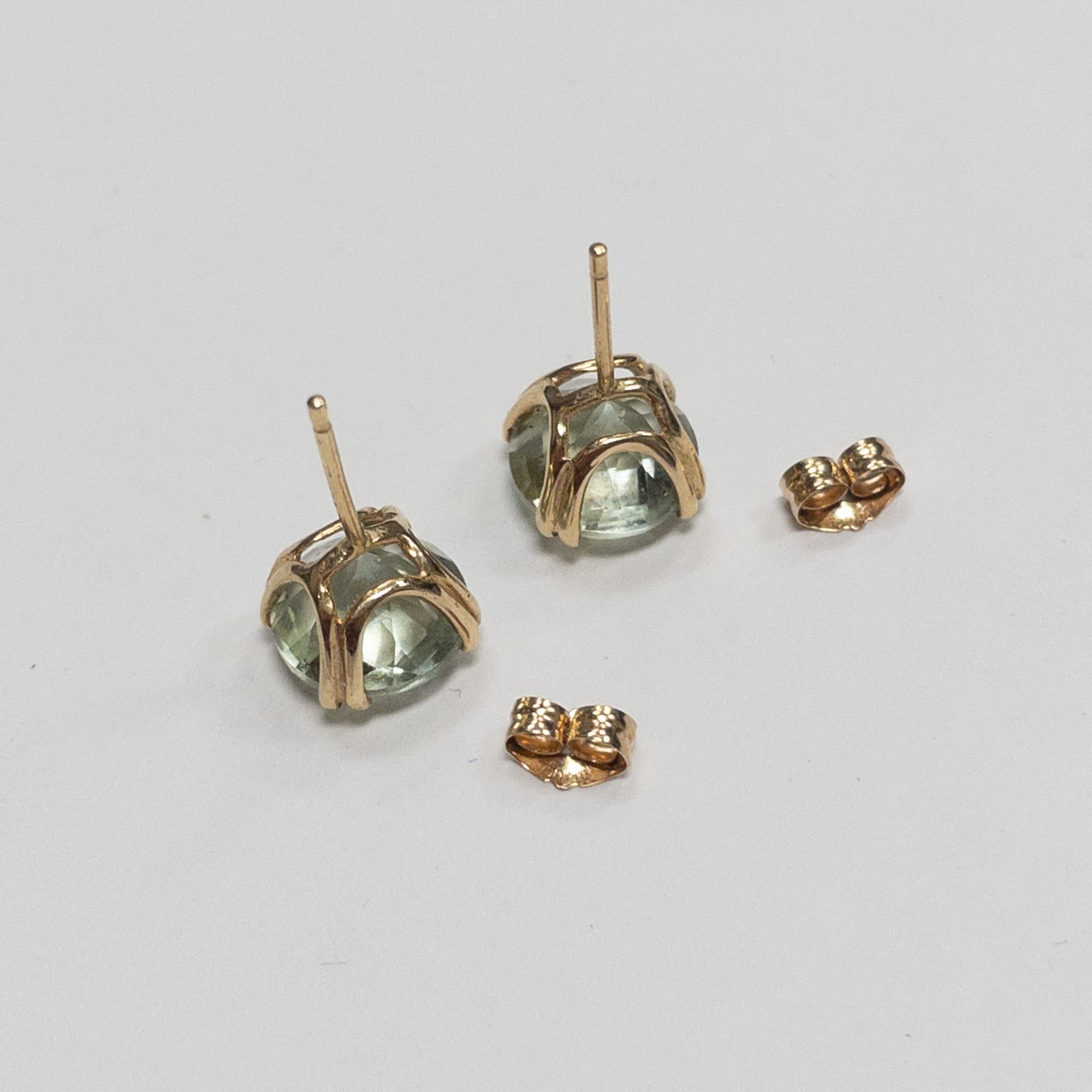 14K Gold Green Stone Studs