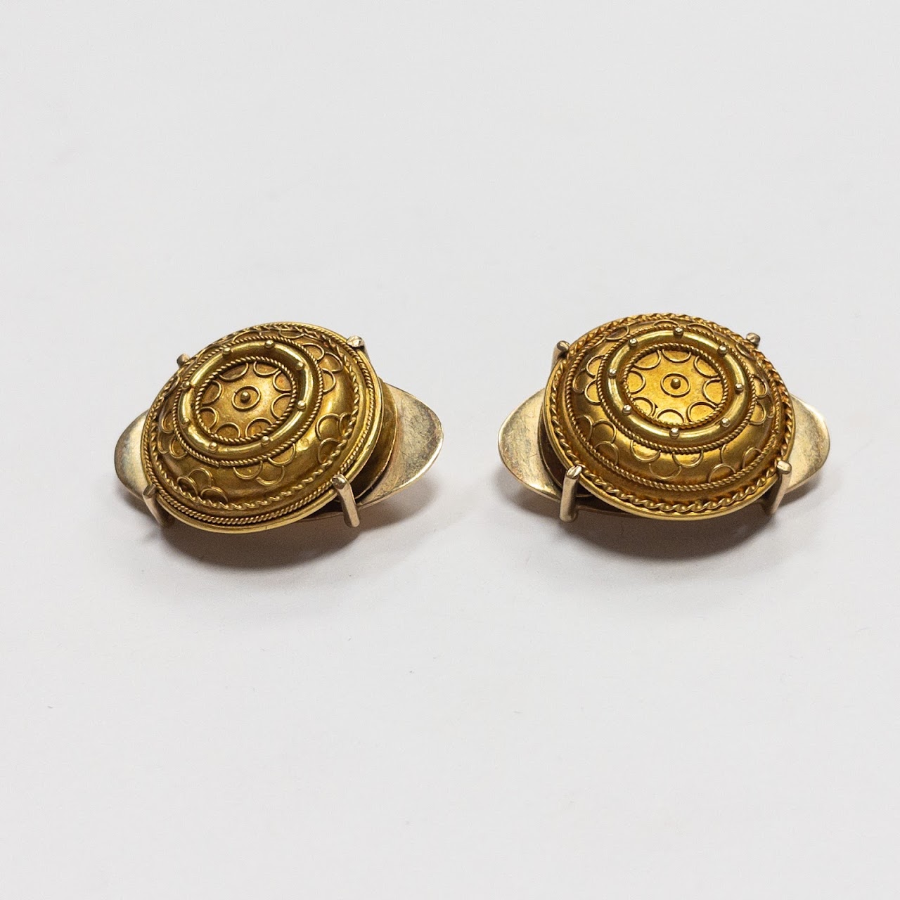 14K & 18K Victorian Converted Button Cover Pin Pair