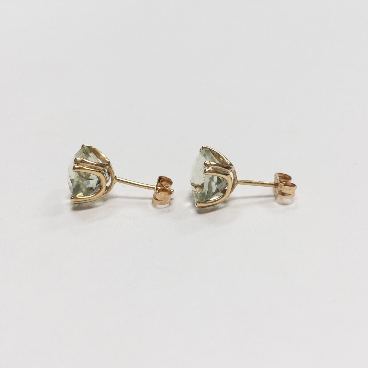 14K Gold Green Stone Studs