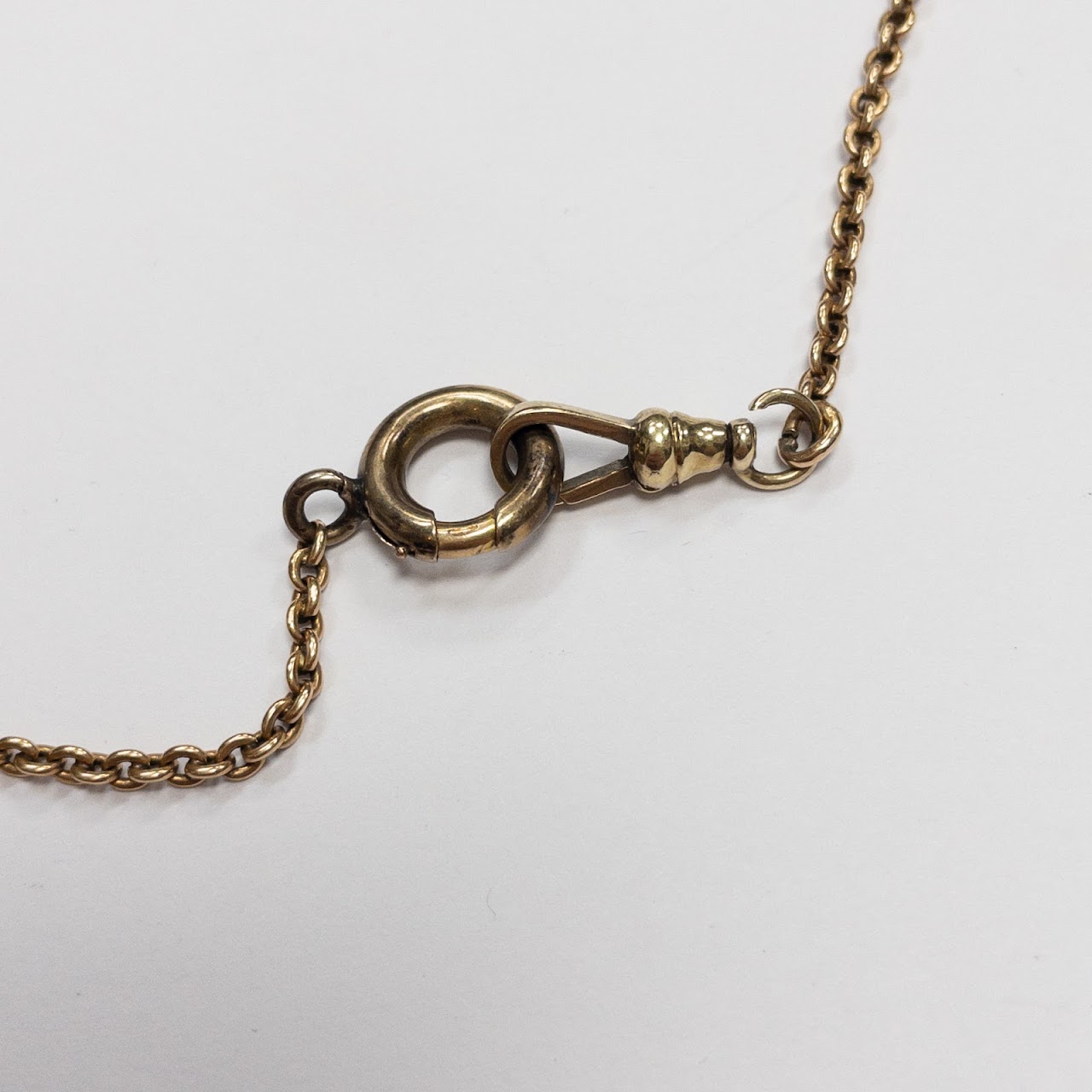 14K Gold Watch Chain & Heart Pendant Necklace