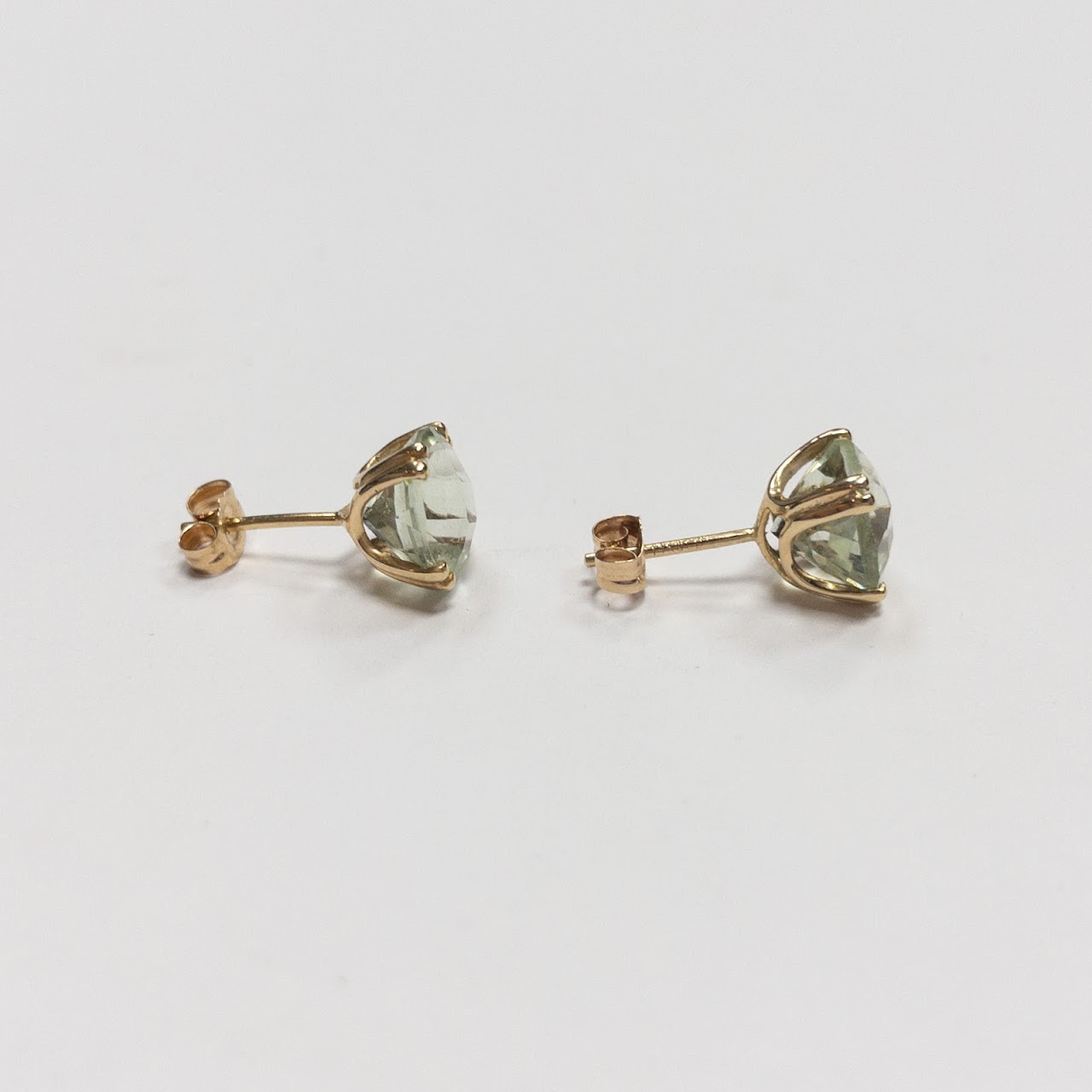 14K Gold Green Stone Studs