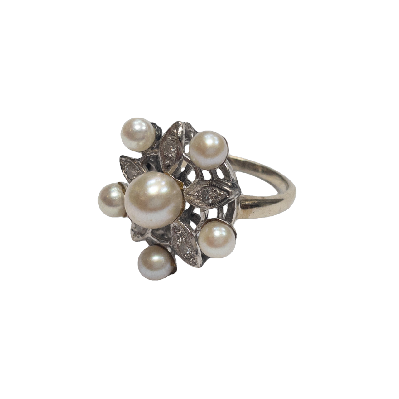 14K Gold, Pearl & Diamond Ring