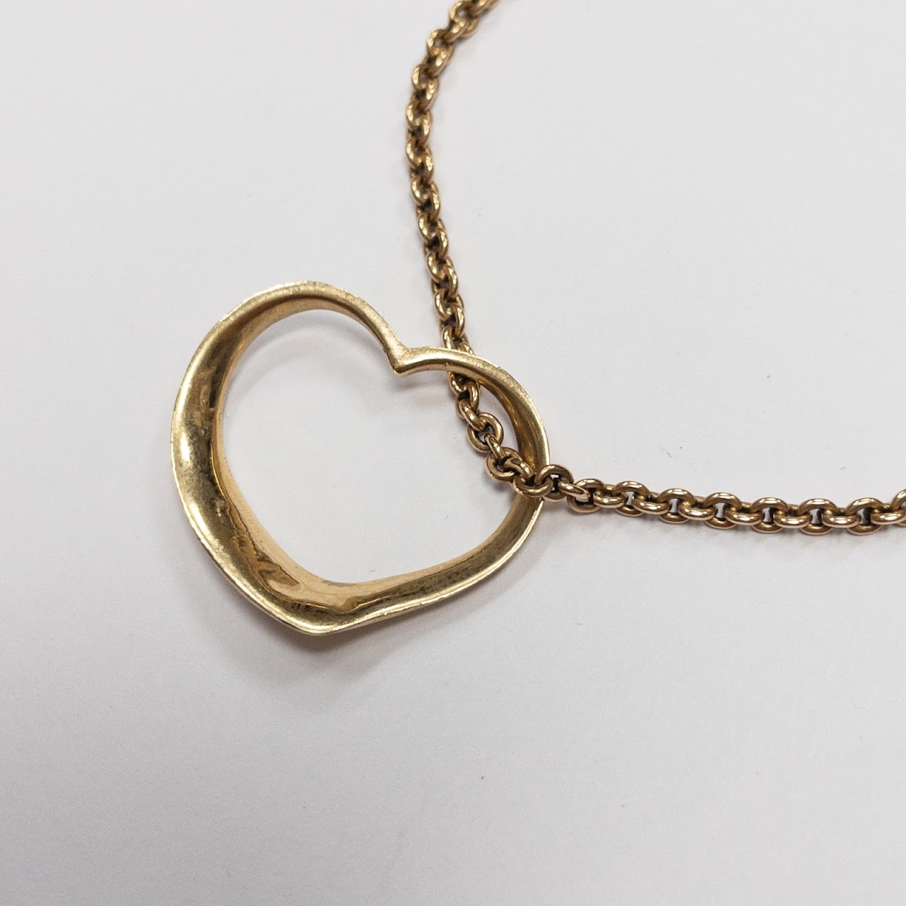 14K Gold Watch Chain & Heart Pendant Necklace