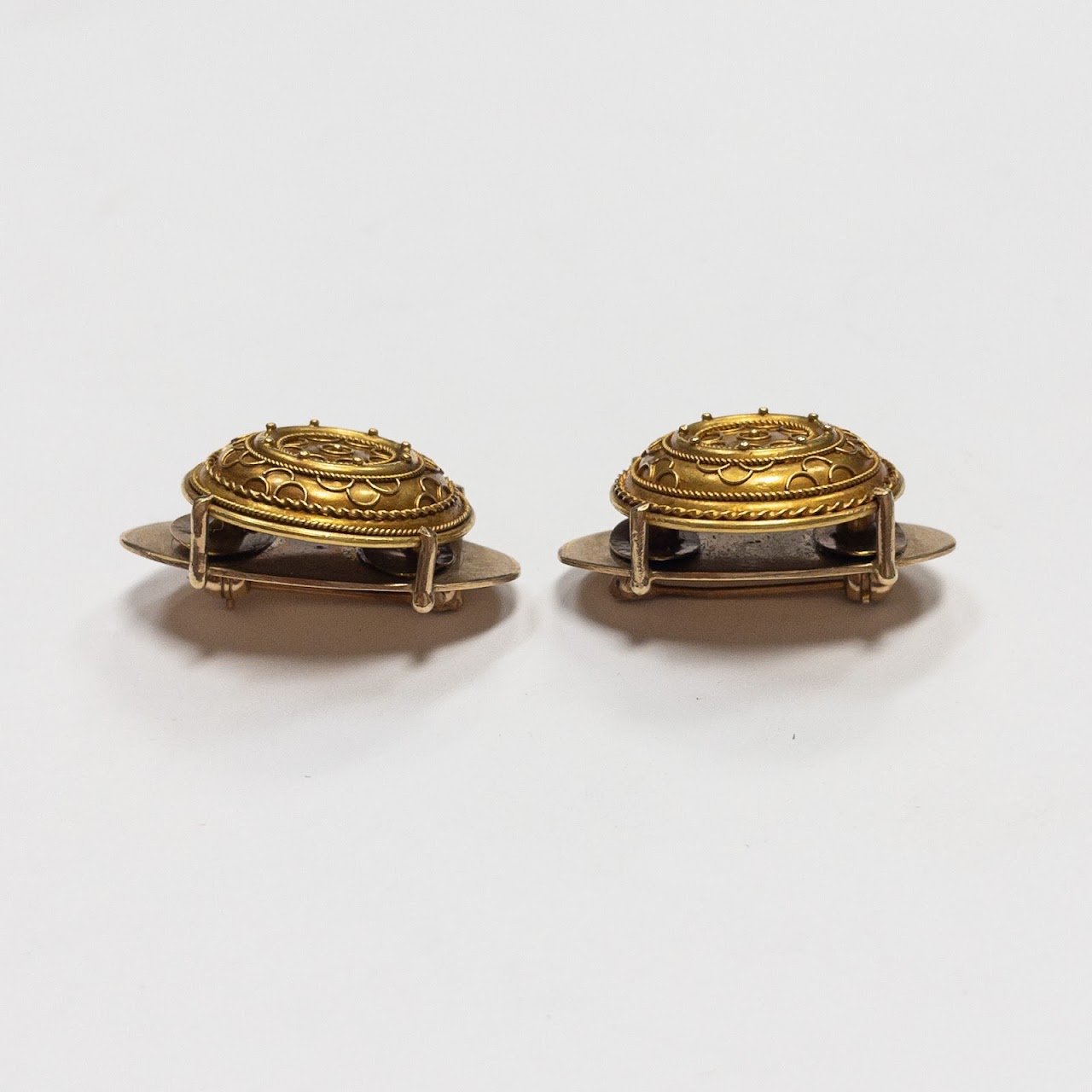 14K & 18K Victorian Converted Button Cover Pin Pair