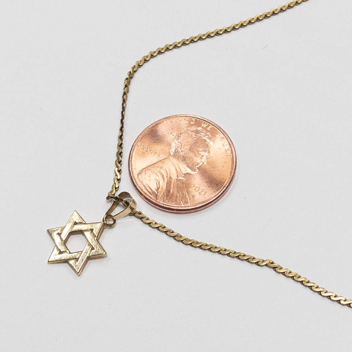 14K Gold Star of David Pendant