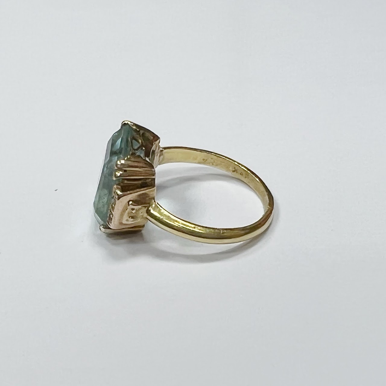 18K Gold, Blue Stone & Diamond Ring