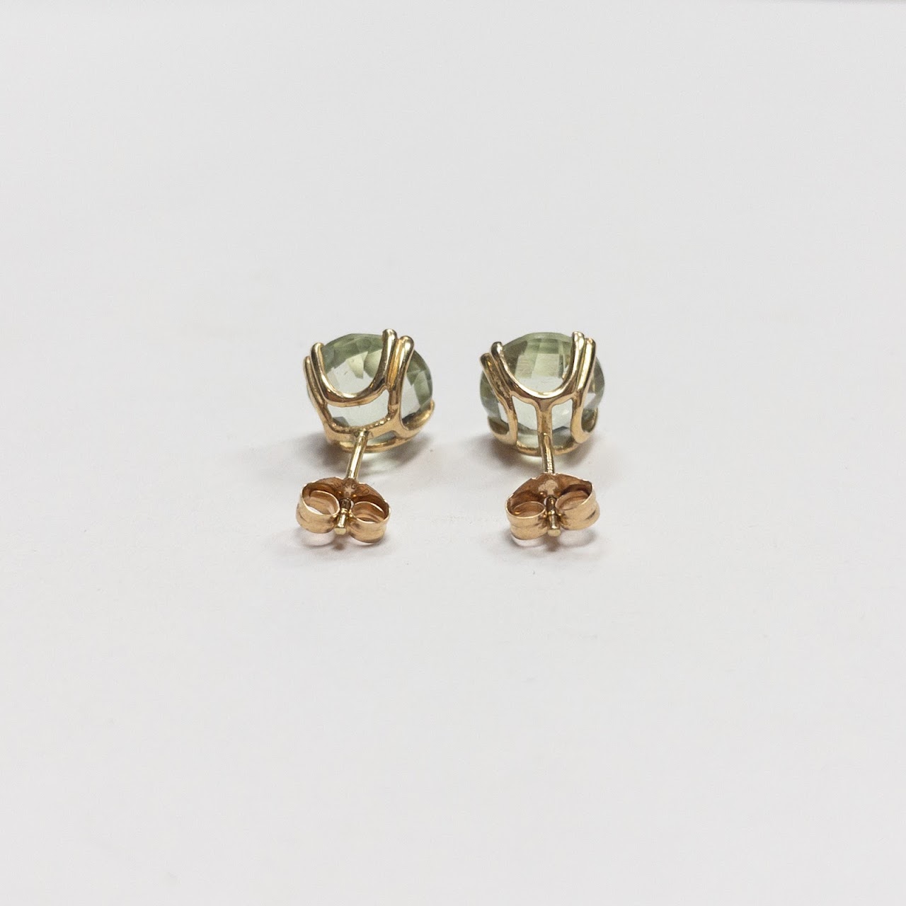 14K Gold Green Stone Studs