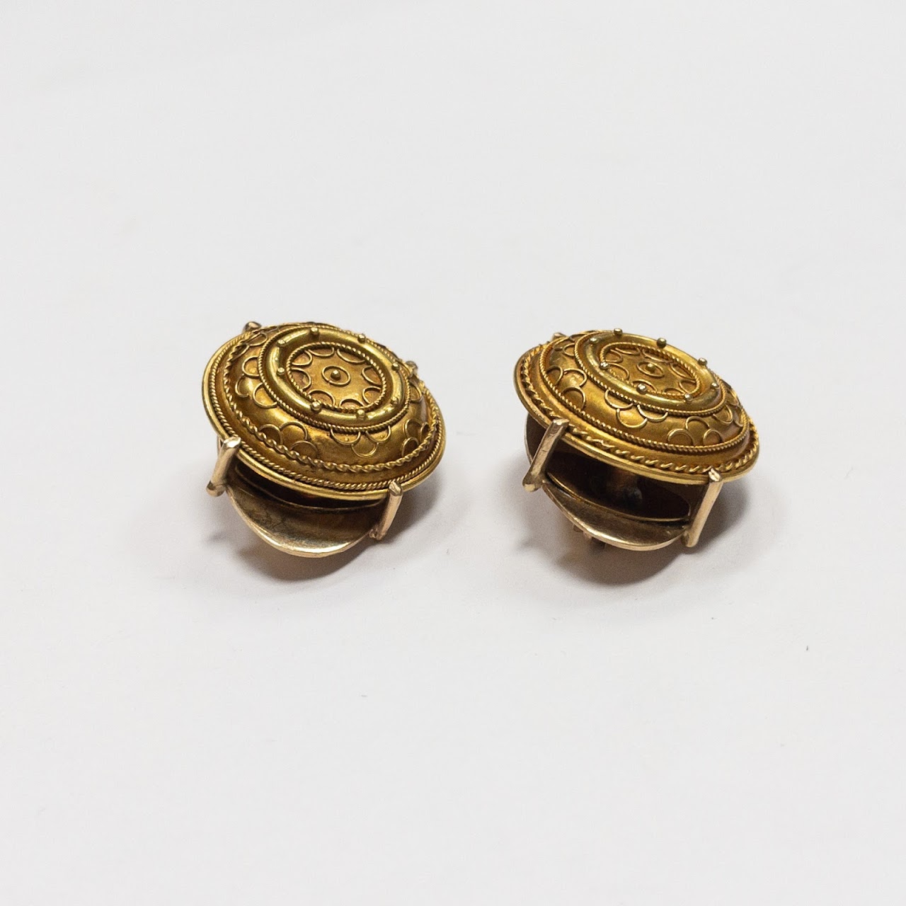 14K & 18K Victorian Converted Button Cover Pin Pair