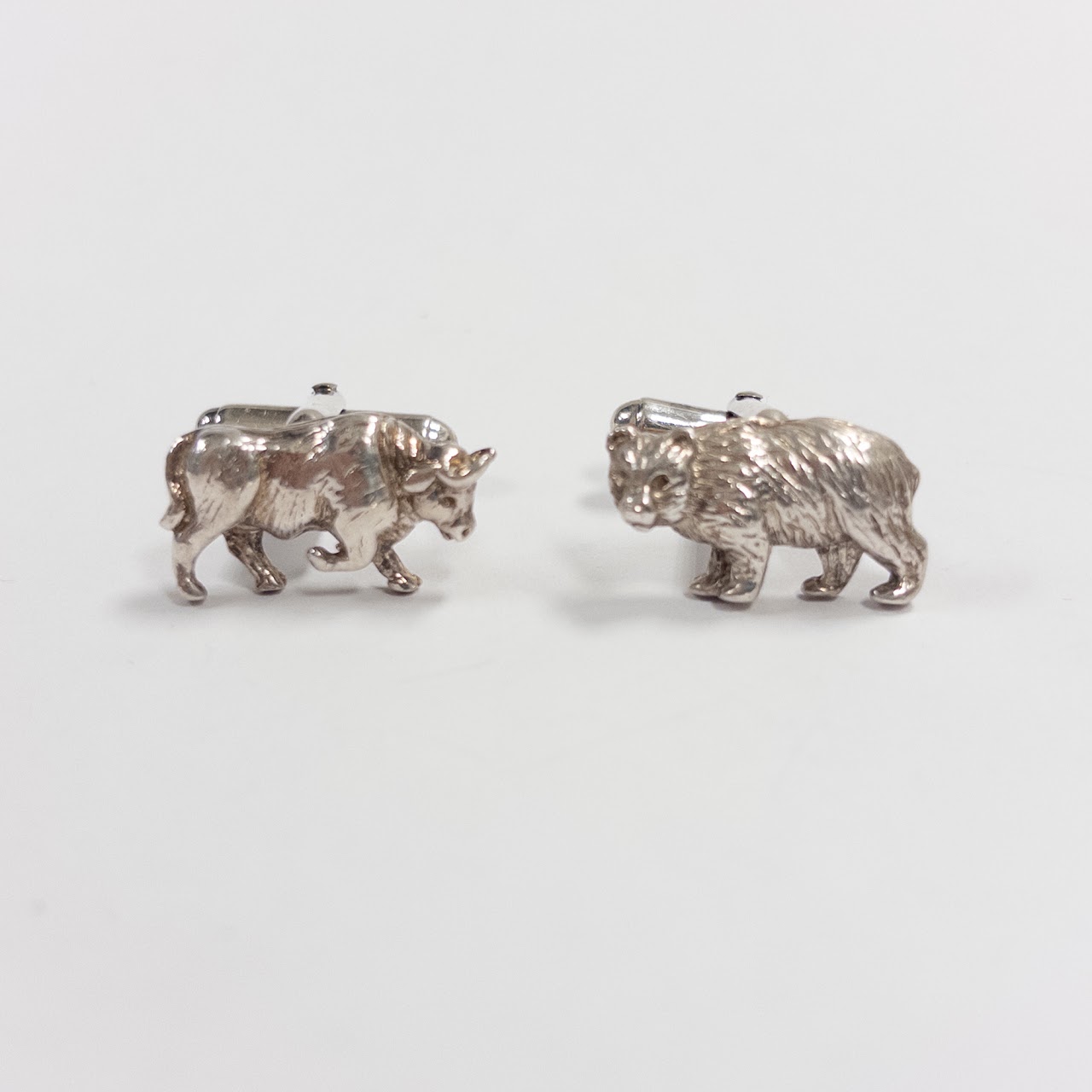 Tiffany & Co. Sterling Silver Bull and Bear Cufflinks