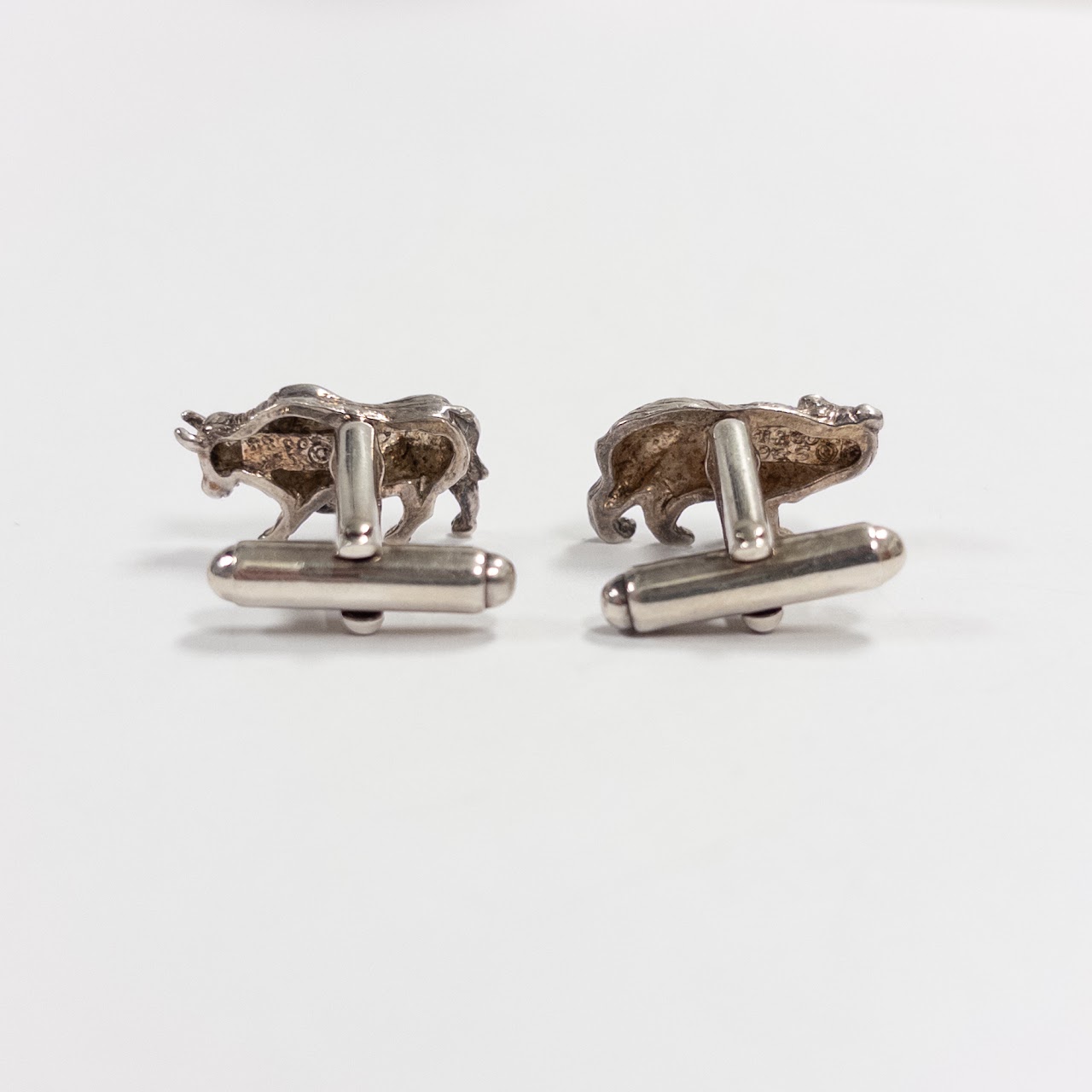 Tiffany & Co. Sterling Silver Bull and Bear Cufflinks