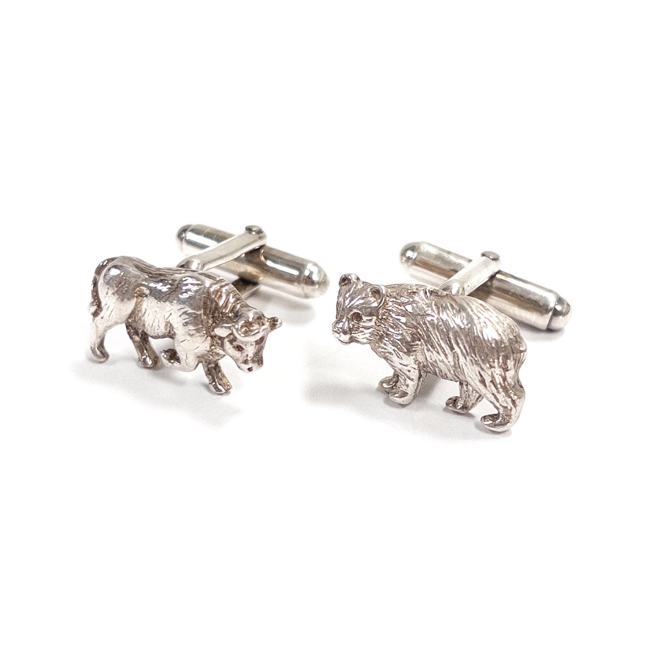 Tiffany & Co. Sterling Silver Bull and Bear Cufflinks