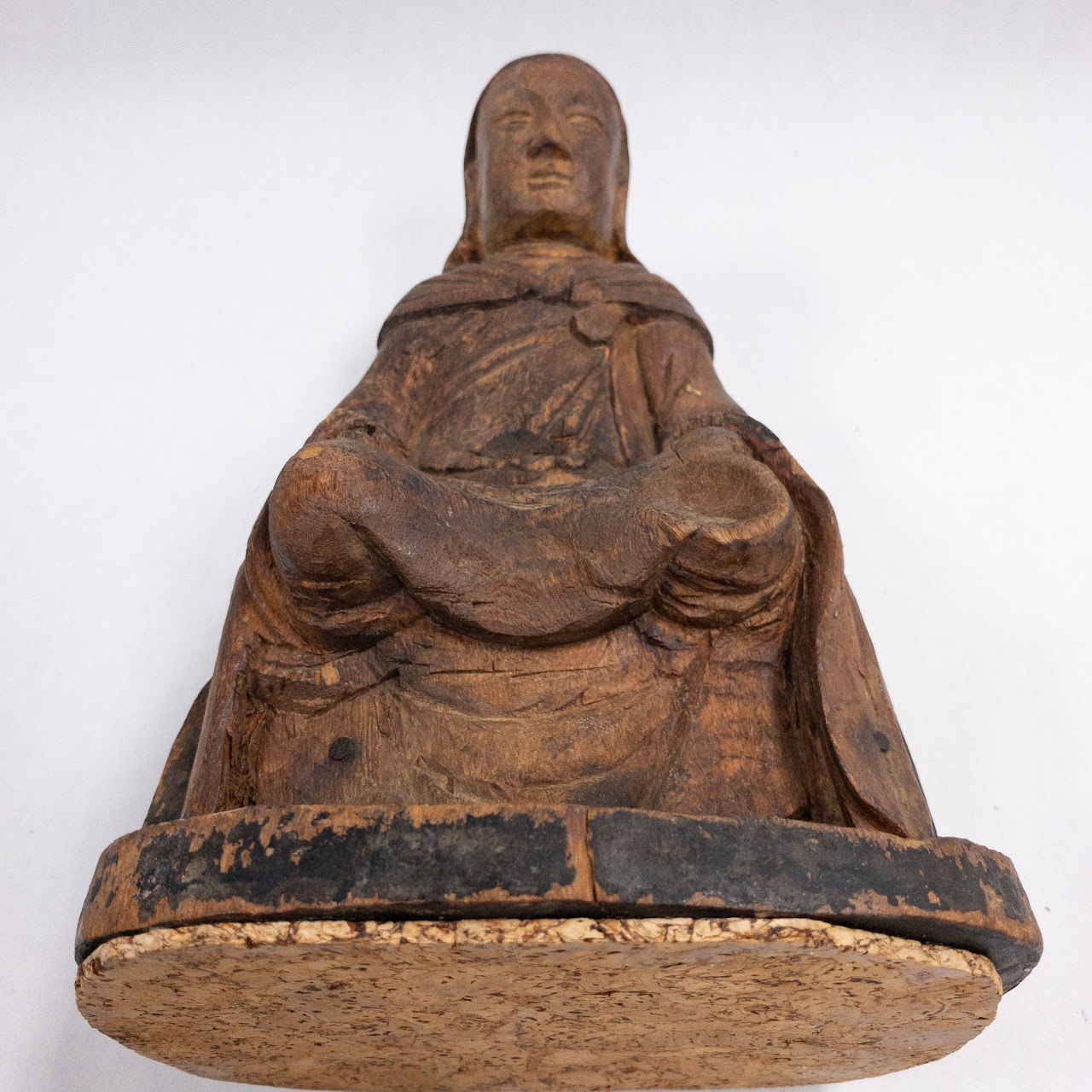 Vintage Wooden Guan Yin Seated Statue