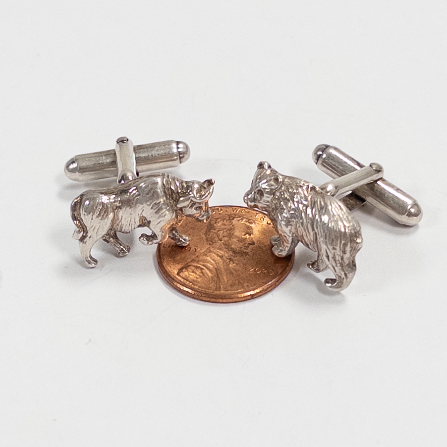 Tiffany & Co. Sterling Silver Bull and Bear Cufflinks