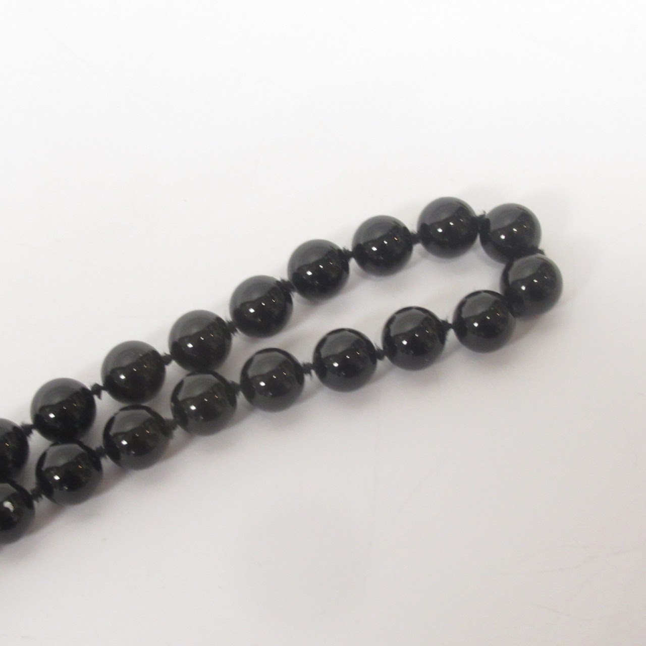 Black Onyx Bead Necklace with 14K Gold Clasp