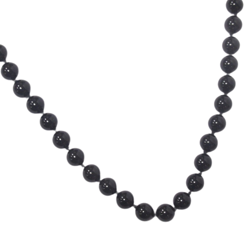 Black Onyx Bead Necklace with 14K Gold Clasp