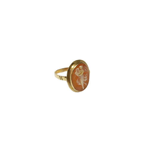 14K Gold & Shell Angel Cameo Ring