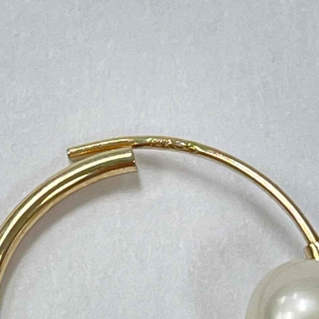 14K Gold & Pearl Huggie Hoop Earrings