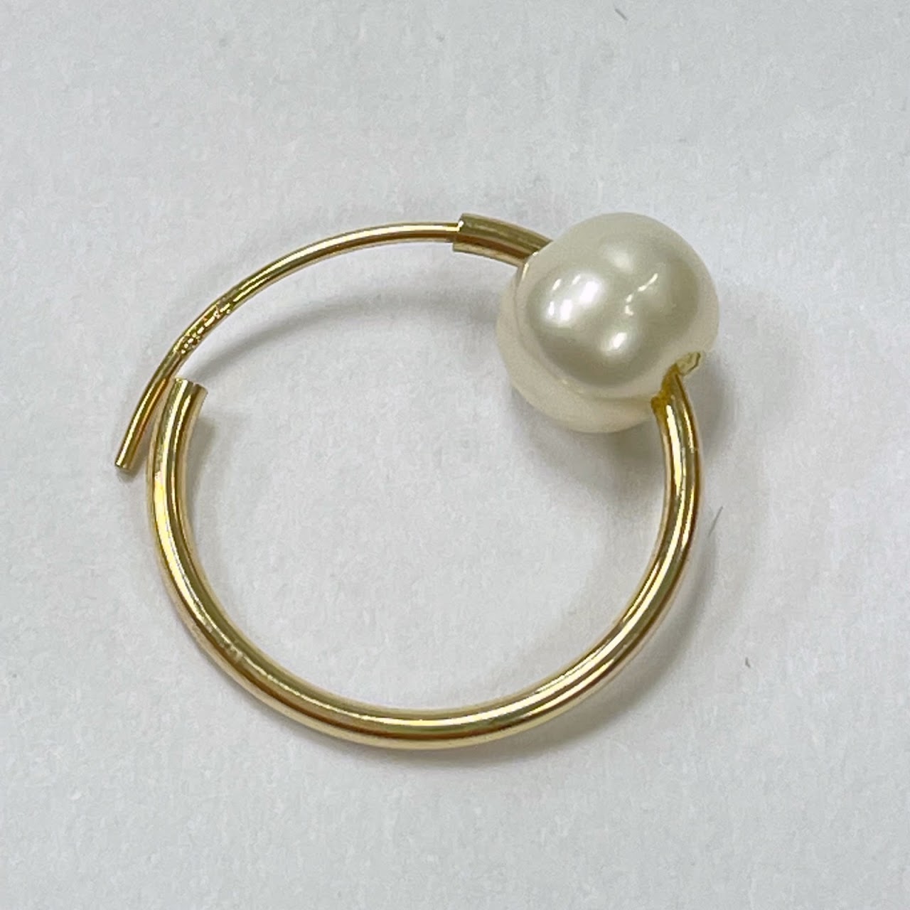 14K Gold & Pearl Huggie Hoop Earrings