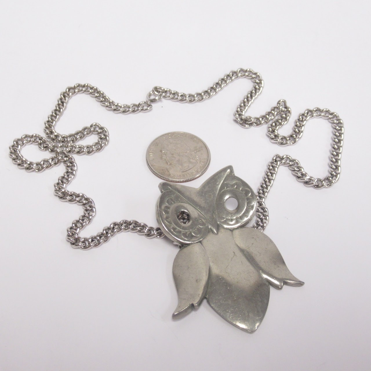 Reed & Barton Pewter Vintage Owl Pendant