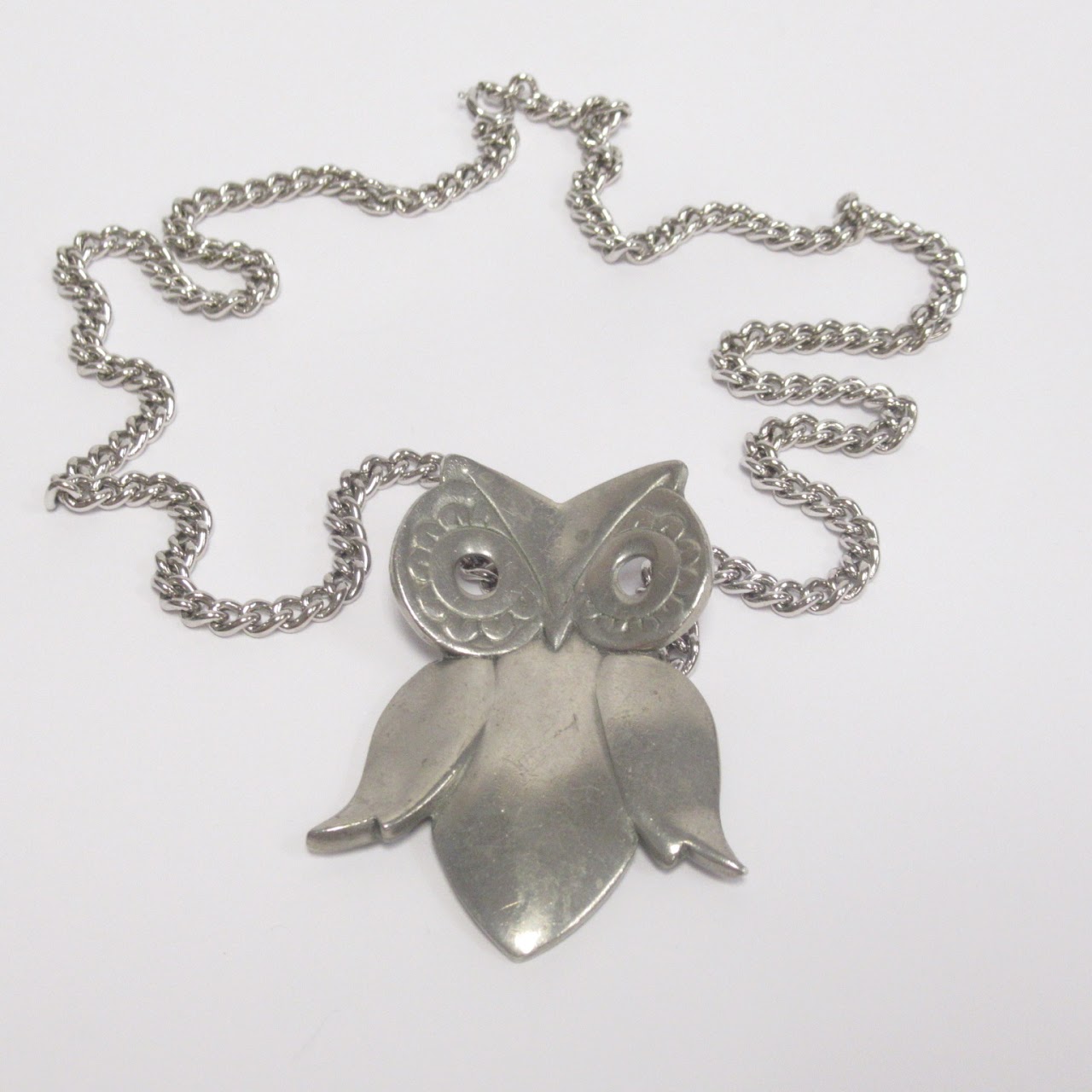 Reed & Barton Pewter Vintage Owl Pendant