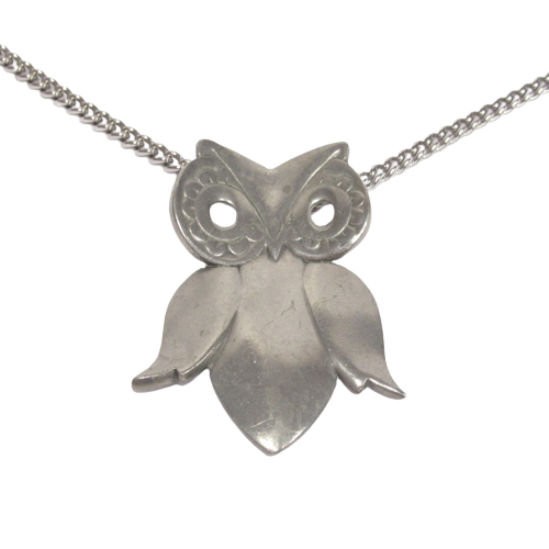 Reed & Barton Pewter Vintage Owl Pendant