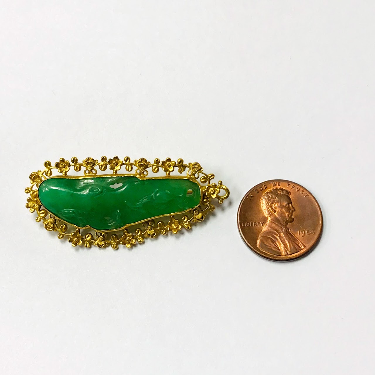 24K Gold & Jade Brooch