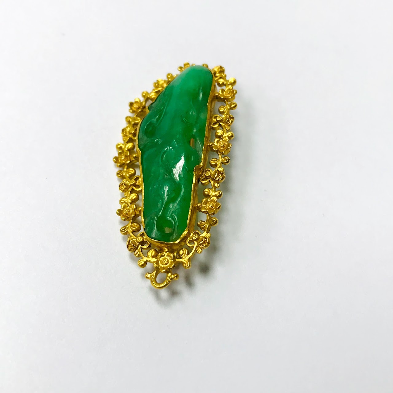 24K Gold & Jade Brooch