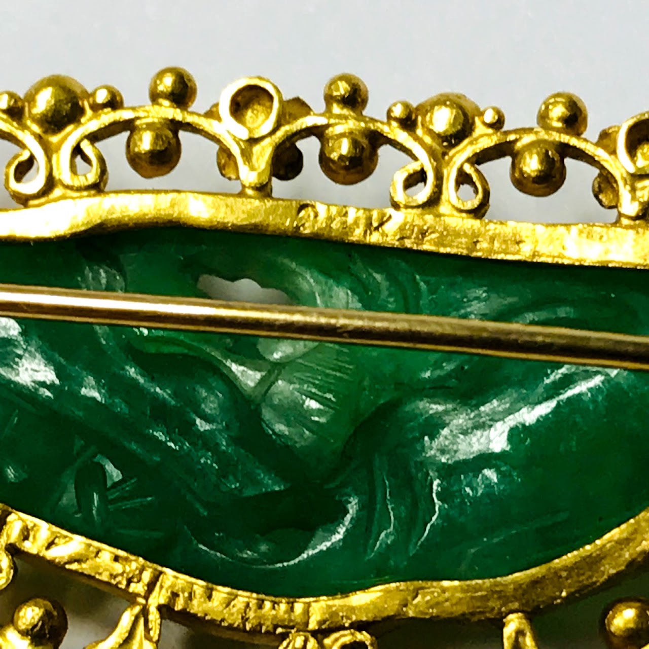 24K Gold & Jade Brooch