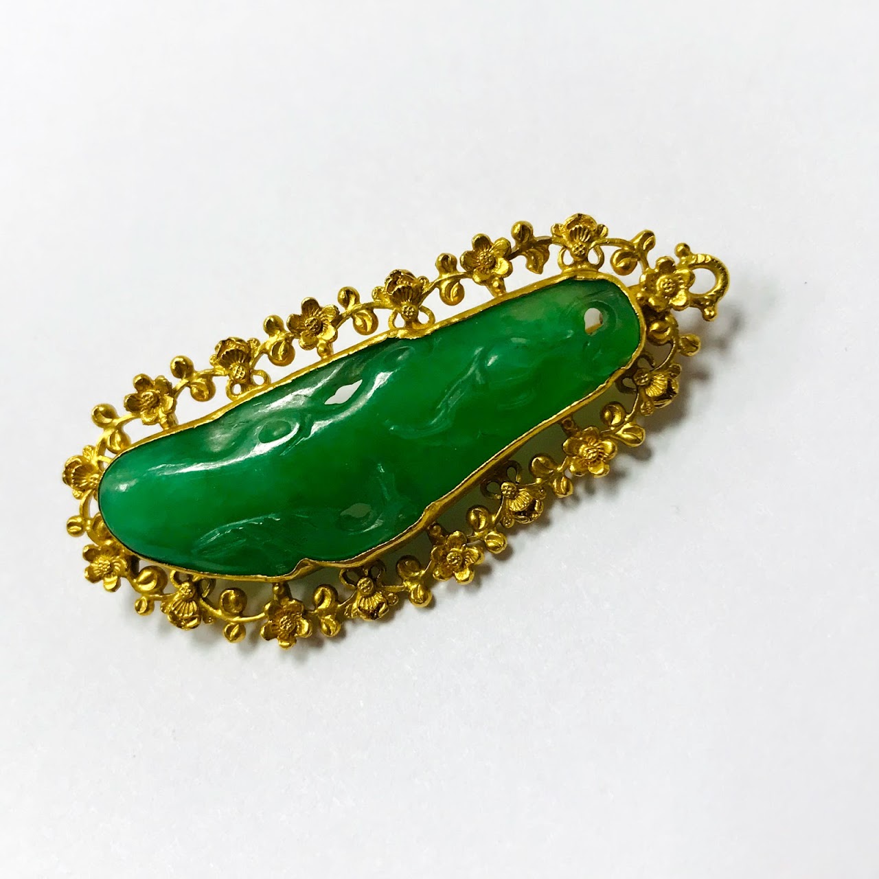 24K Gold & Jade Brooch