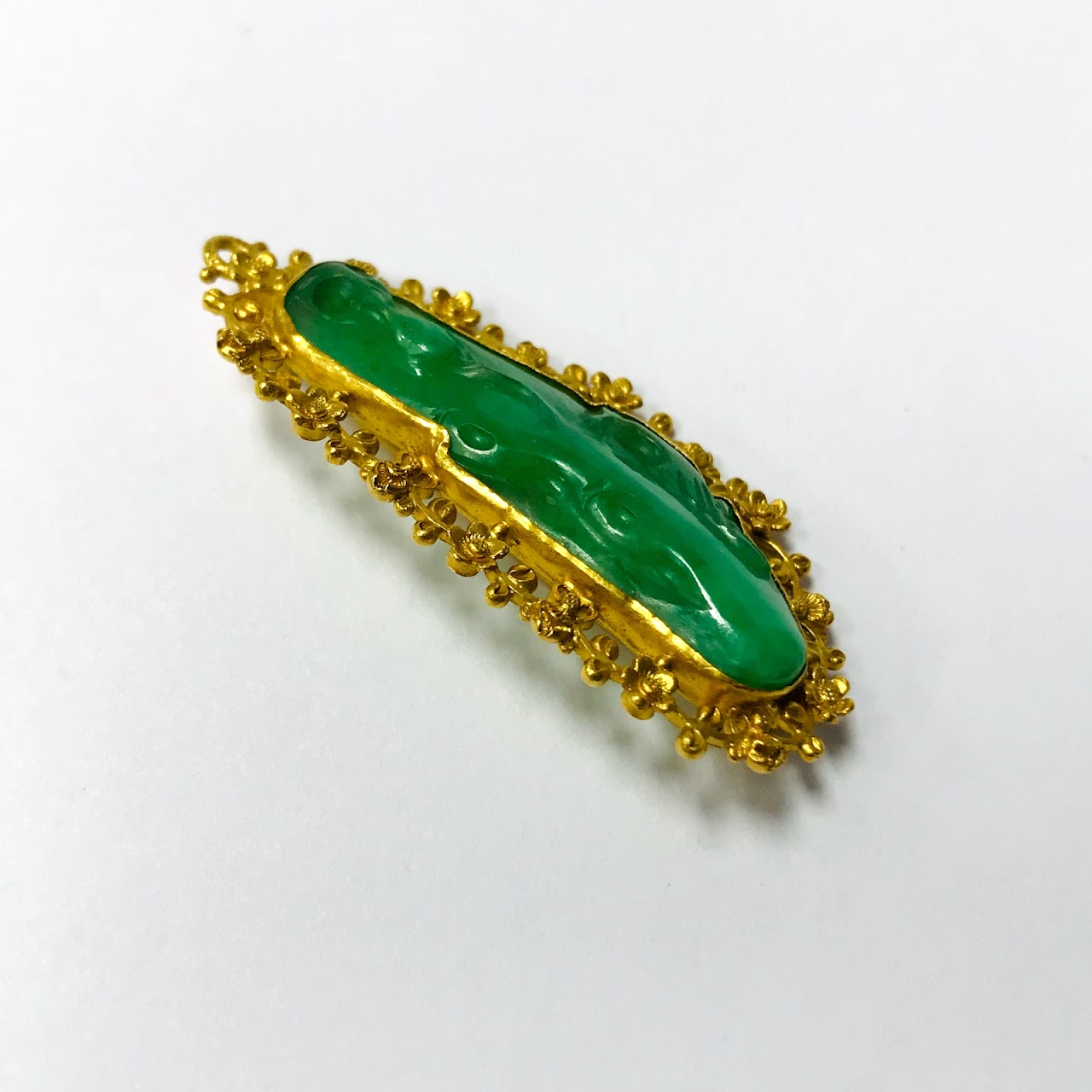 24K Gold & Jade Brooch