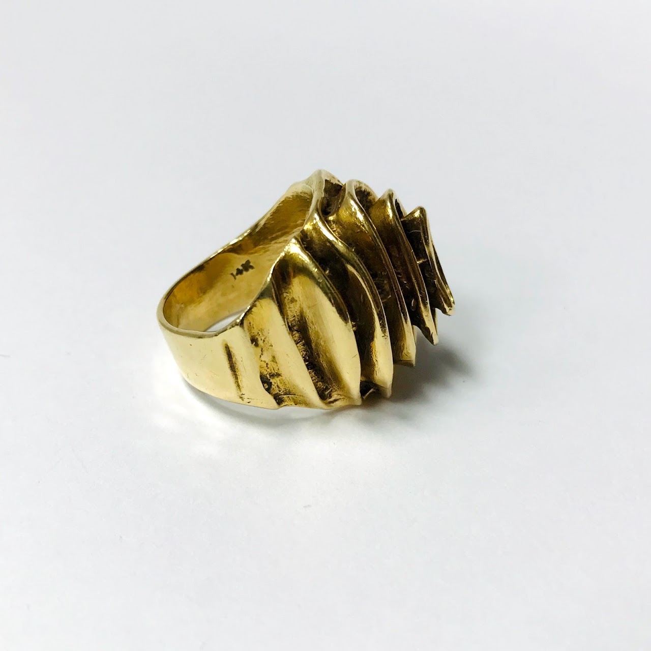 14K Gold Modernist Spiral Ring