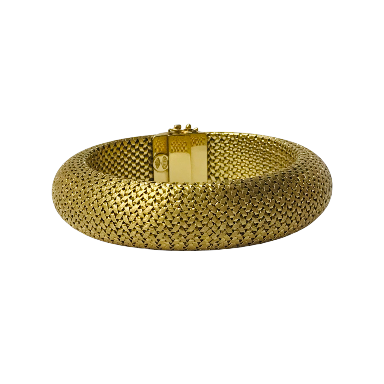 18K Yellow Gold Round Mesh Bangle