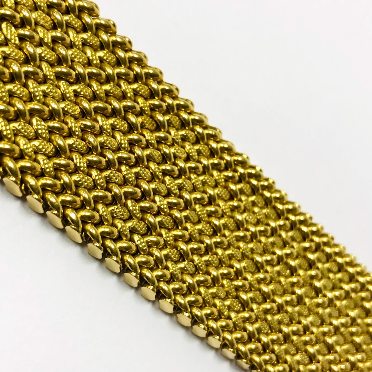 18K Yellow Gold Flat Mesh Bracelet