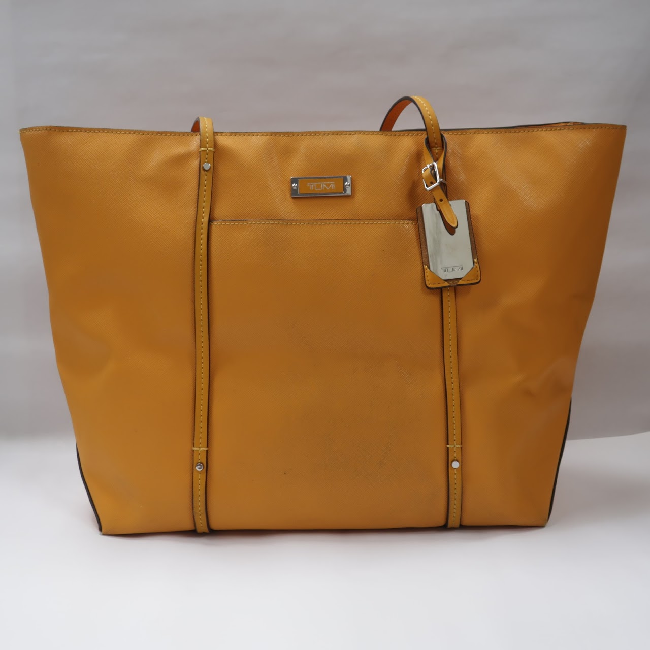 Tumi Orange Leather Voyageur Tote Bag