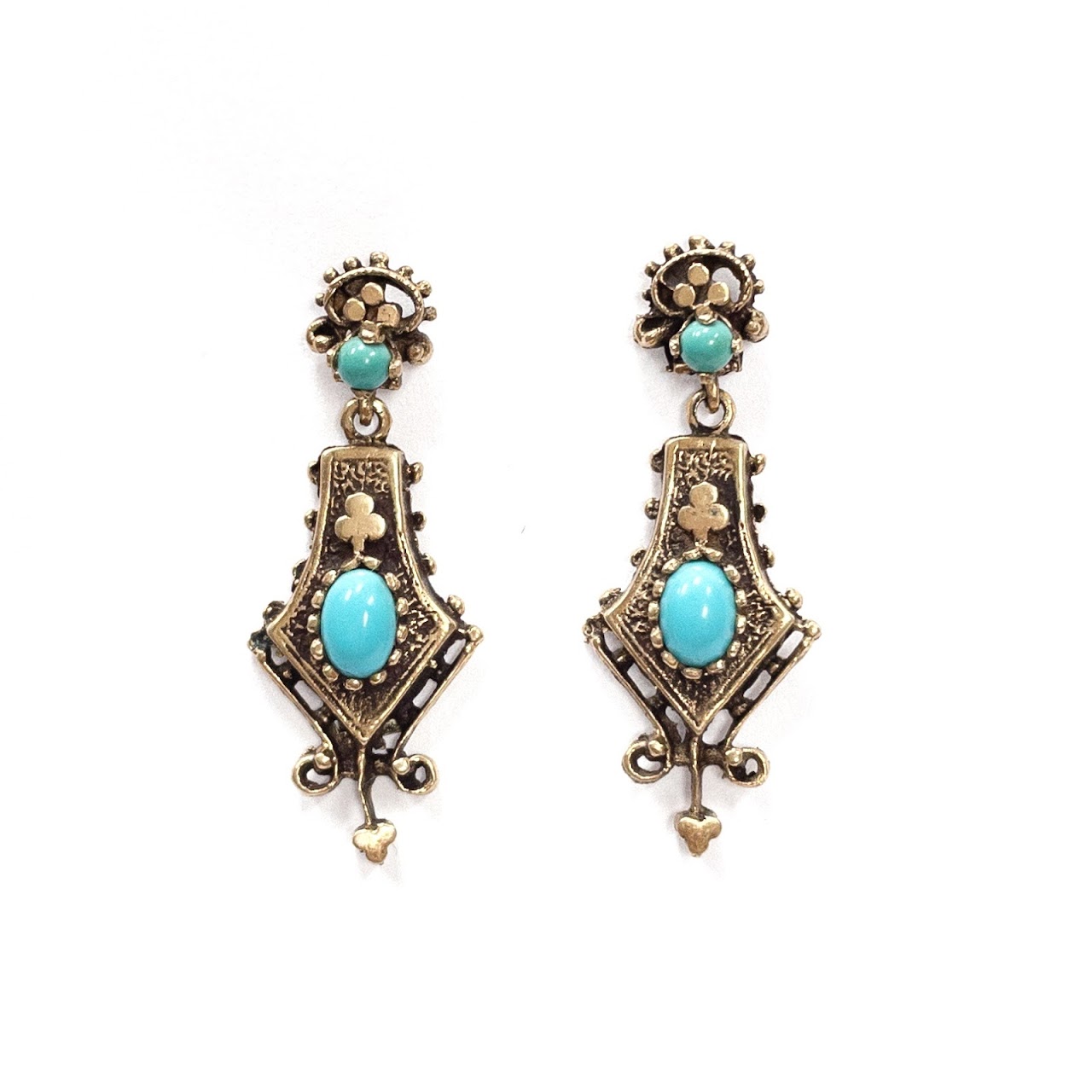 14K Gold & Turquoise Earrings