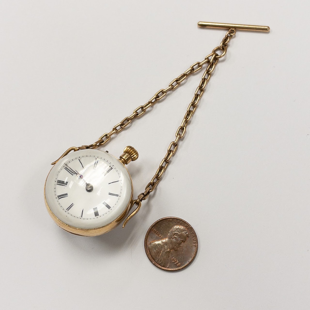 18K Gold Glass Ball Pocket Watch