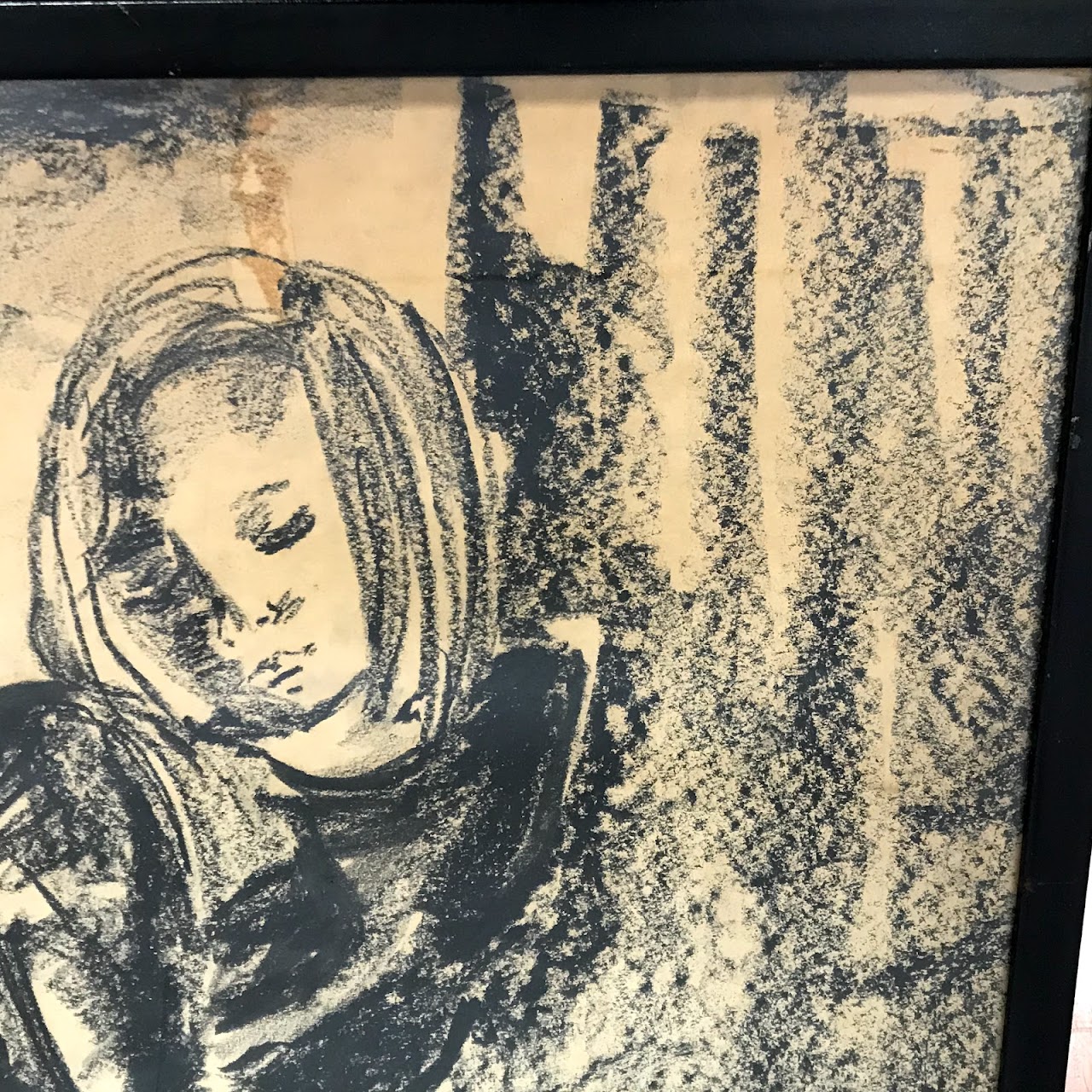 Ellen Dublin Signed Charcoal Drawing, 1962