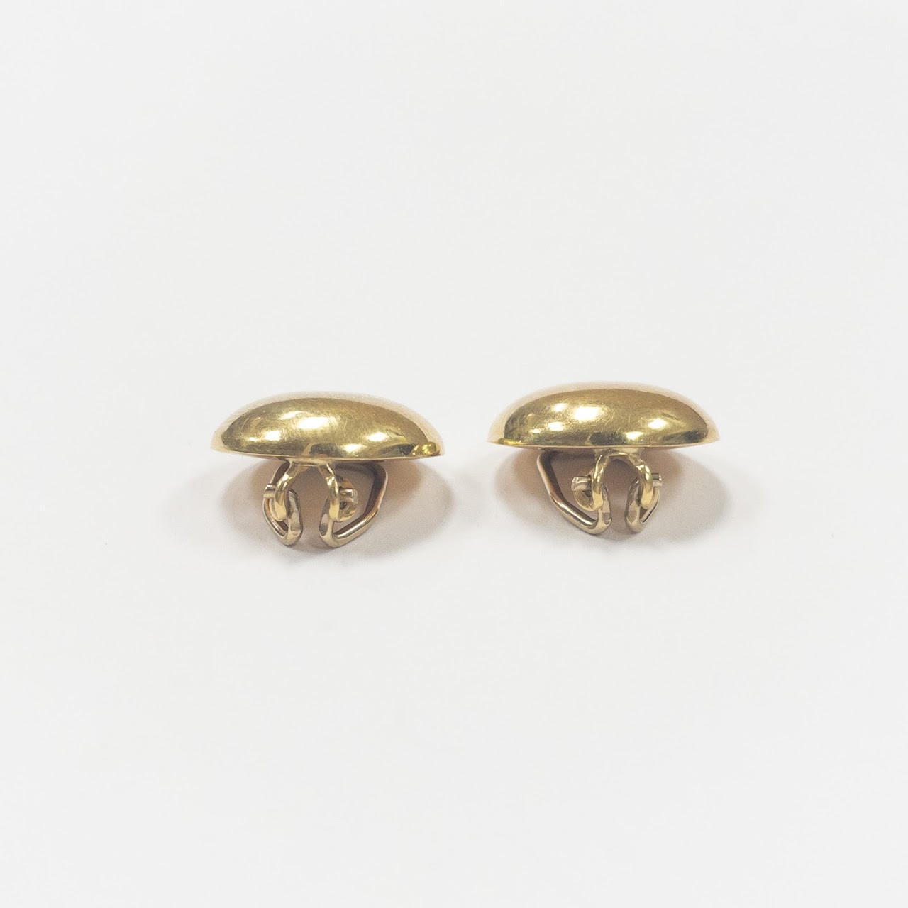 18K Gold Round Clip Earrings