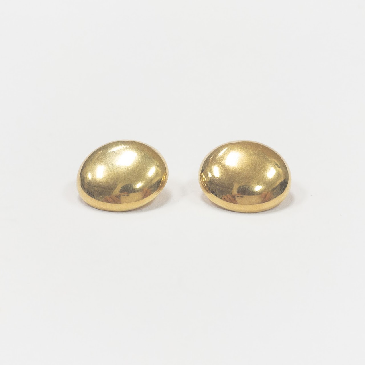 18K Gold Round Clip Earrings