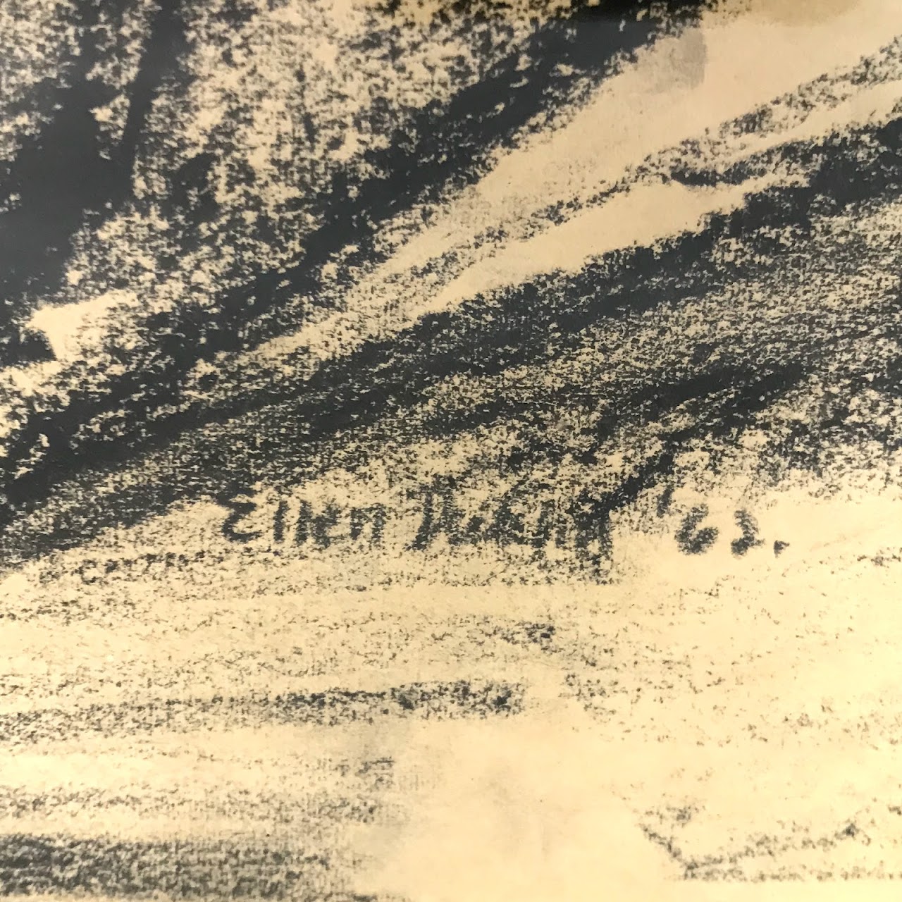 Ellen Dublin Signed Charcoal Drawing, 1962