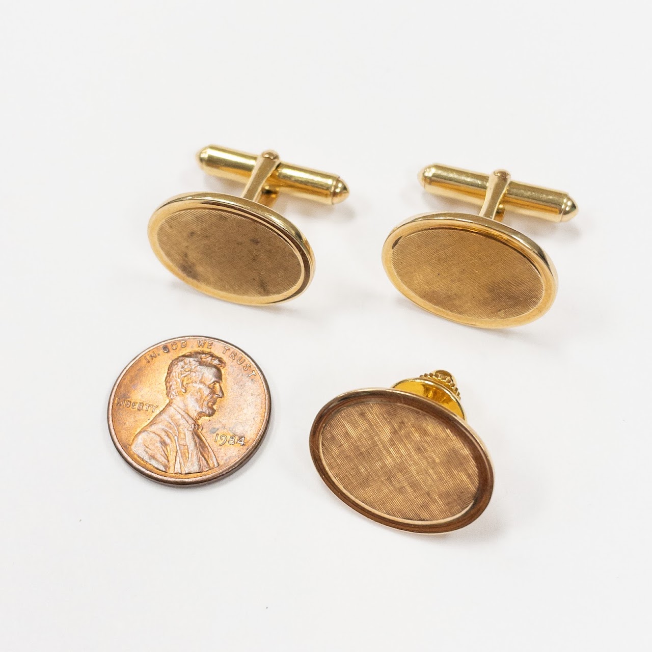 14K Gold Cufflink & Tie Tack Set