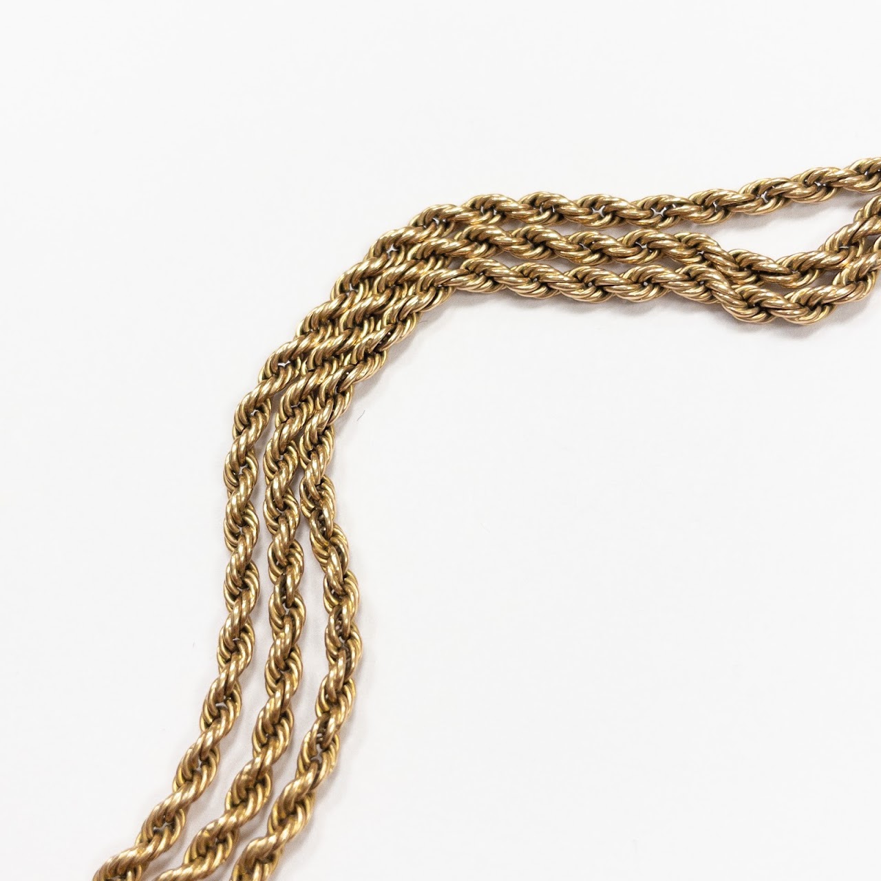 14K Gold Victorian Watch Chain with Dual Fobs