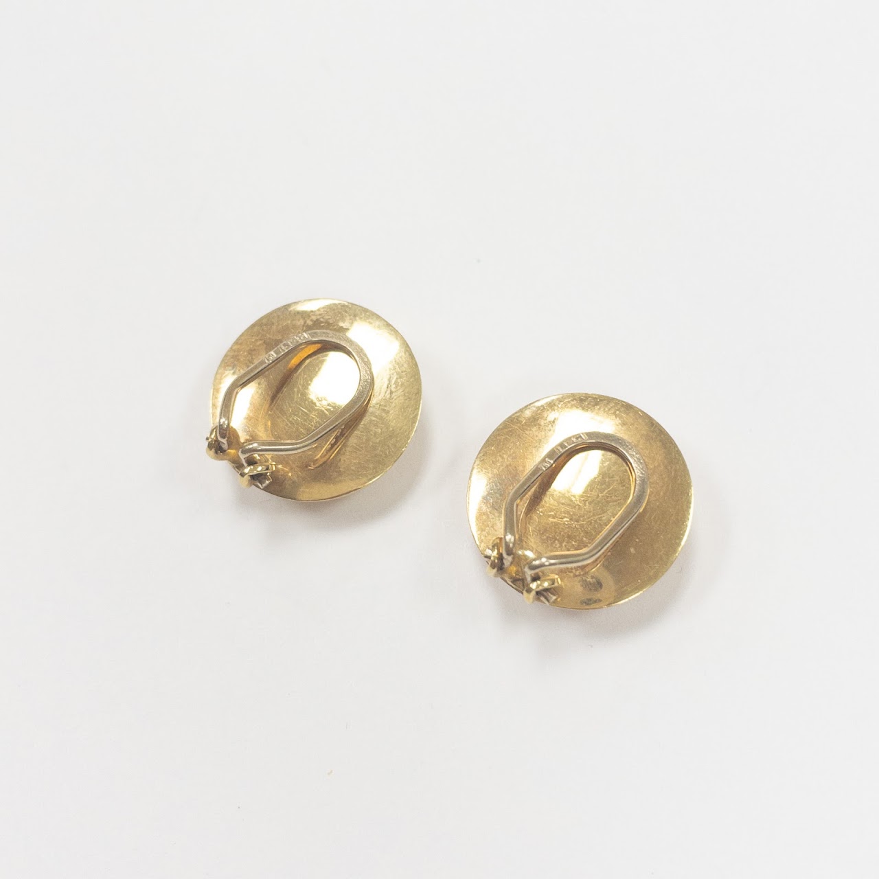 18K Gold Round Clip Earrings