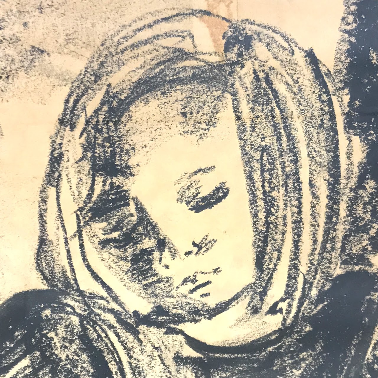 Ellen Dublin Signed Charcoal Drawing, 1962