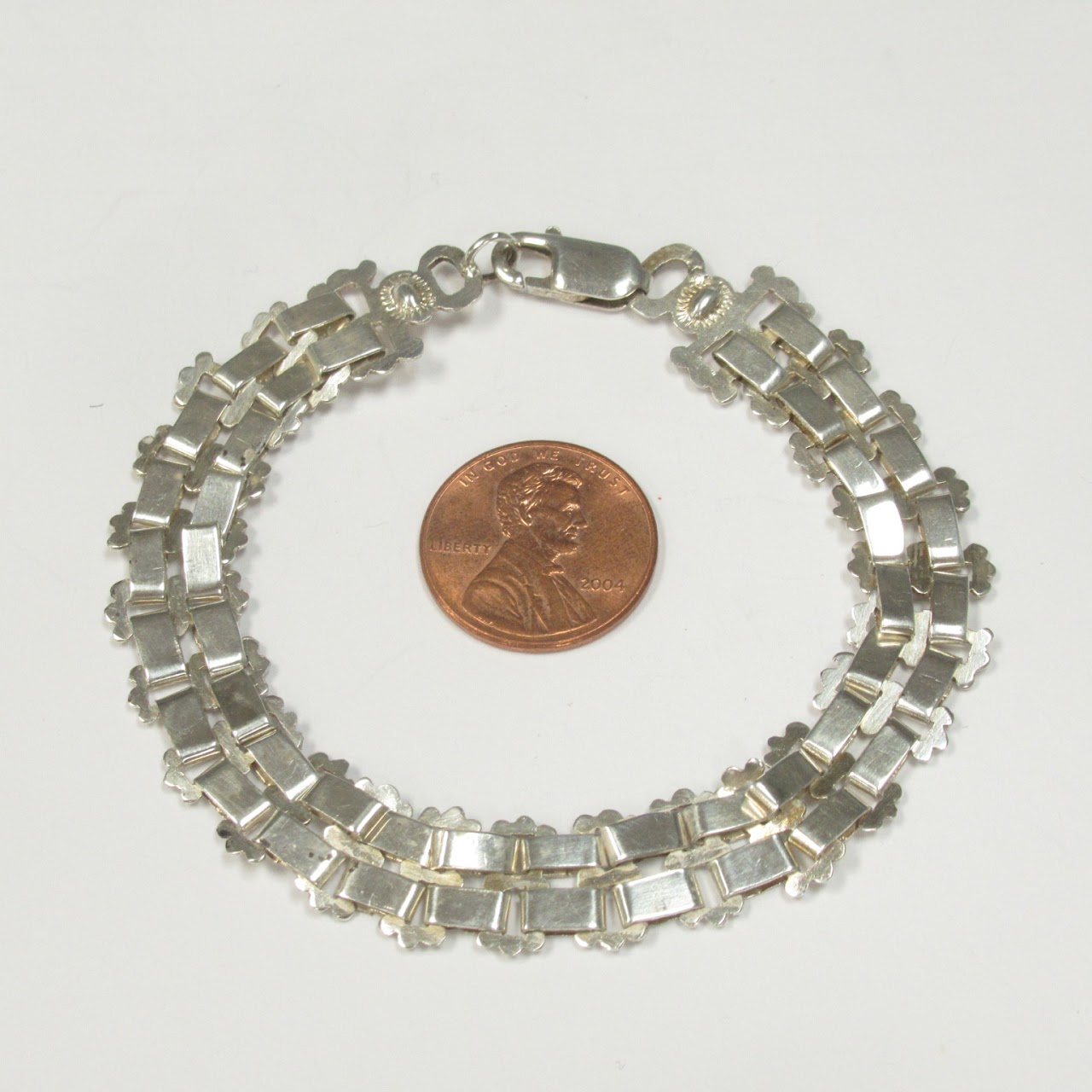 Sterling Silver Double Row Link Bracelet