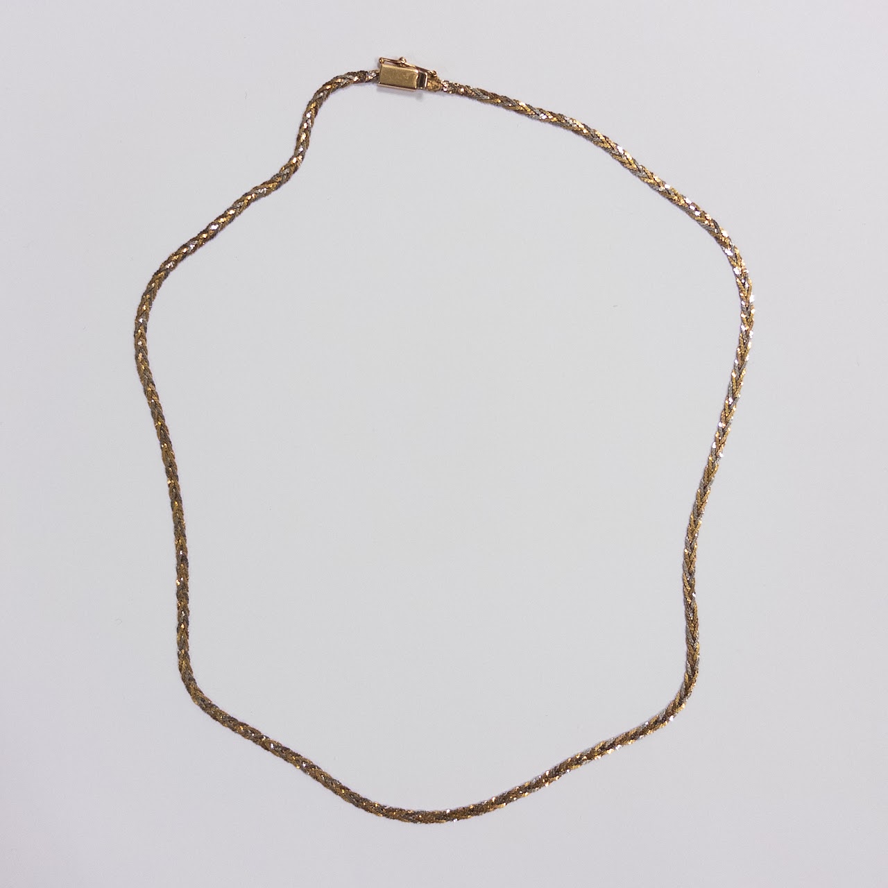 14K Bi-Color Gold Herringbone Chain Necklace